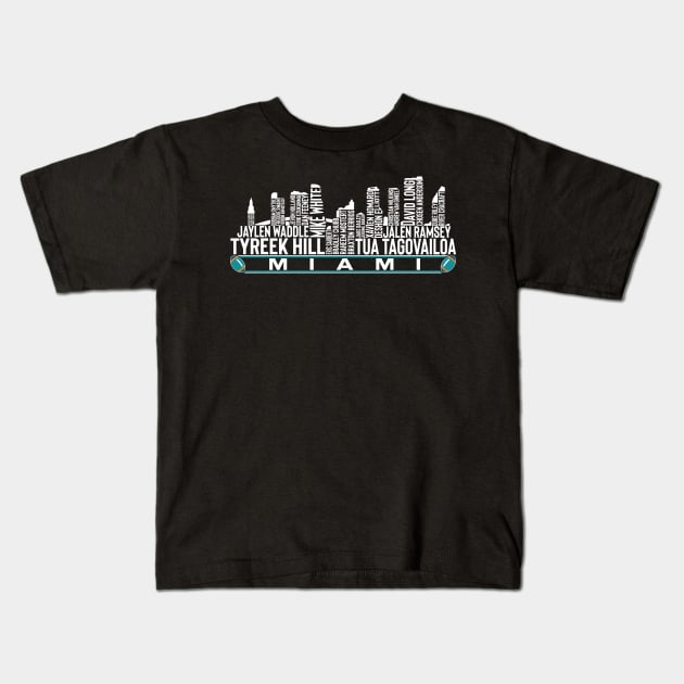 Miami Football Team 23 Player Roster, Miami City Skyline Kids T-Shirt by Legend Skyline